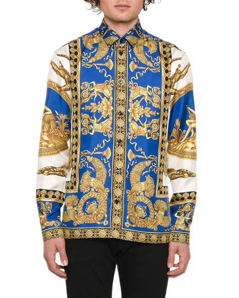 fake versace silk shirts for men|versace barroco print silk shirt.